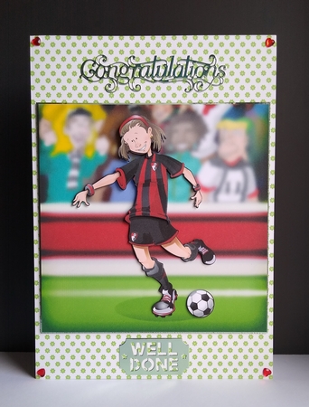 Black and Red Football Girl 8x8 Quick Card Front by Roseanna Miles