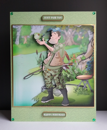 Fishing Dude 2 (Camo) 8x8 Quick Card Front by Roseanna Miles