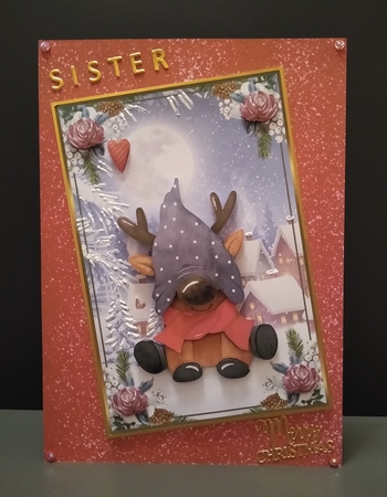 Christmas Reindeer Decoupage A5 Topper 2 by Roseanna Miles
