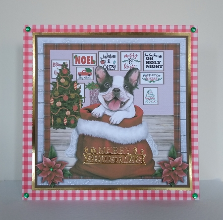 CHRISTMAS PUPPY - B&W FRENCHIE - quick card by Roseanna Miles