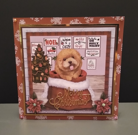 CHRISTMAS PUPPY - POODLE - quick card by Roseanna Miles