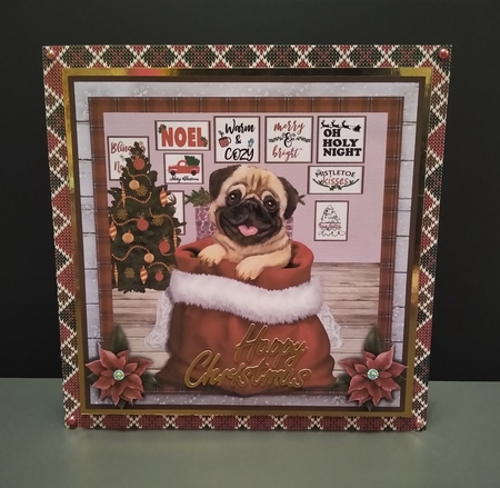CHRISTMAS PUPPY - PUG - quick card by Roseanna Miles