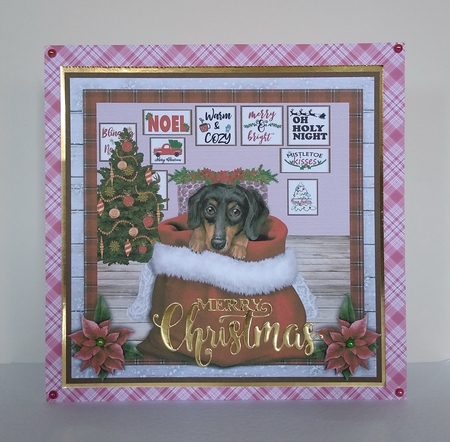 CHRISTMAS PUPPY - DACHSHUND - quick card by Roseanna Miles