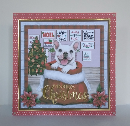 CHRISTMAS PUPPY - WHITE FRENCHIE - quick card by Roseanna Miles