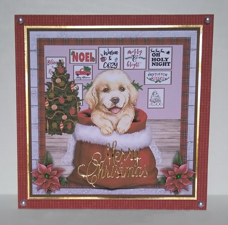 CHRISTMAS PUPPY - GOLDEN RETRIEVER - quick card by Roseanna Miles
