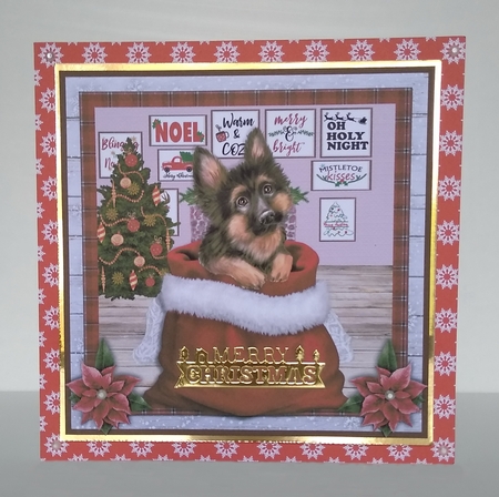 CHRISTMAS PUPPY - GERMAN SHEPHERD - quick card by Roseanna Miles
