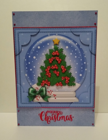 Christmas Holly Tree - 8 x 8 Scalloped Corner Topper  by Roseanna Miles