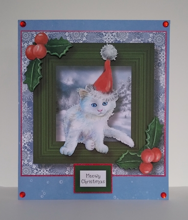 Meowy Christmas Cat - Persian 8x8 by Roseanna Miles