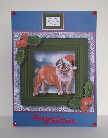 Merry Woofmas Dog - English Bulldog by Roseanna Miles