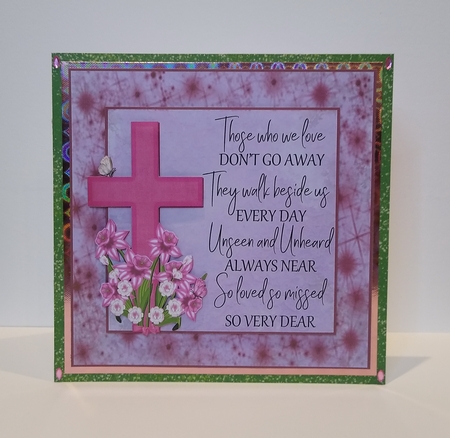 3 Pink floral cross sympathy card front/toppers by Roseanna Miles