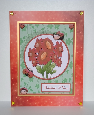 Ladybug and flowers birthday greeting card by Roseanna Miles