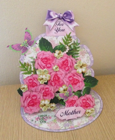 Giant Easel Tableau 3D Card Kit - Pink Roses by Roseanna Miles