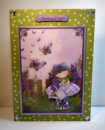 Cloey's Purple Garden - Decoupage Card by Roseanna Miles