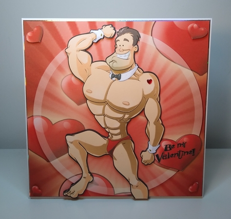 Valentines Day Dude Hunk 8x8 Quick Card by Roseanna Miles