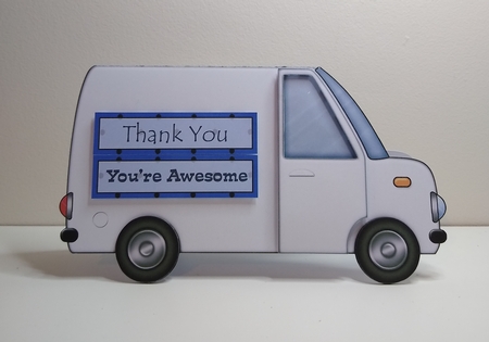 White Van Shaped Card by Roseanna Miles