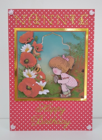 Hello Bumble Bee in the Poppies Card Front by Roseanna Miles