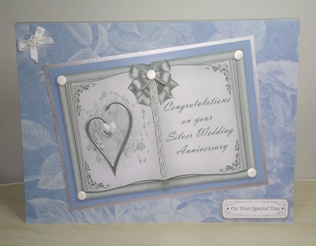 Open Book Silver Wedding Anniversary & Insert by Roseanna Miles