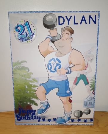 Get Fit Dude (blue) A4 by Roseanna Miles