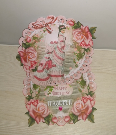 Victorian Lady Rose Sophistication Scalloped Round Easel by Roseanna Miles