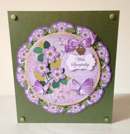 Lilac Forget Me Knot Sympathy 8in Doily Decoupage Topper by Roseanna Miles
