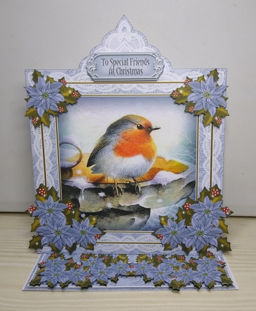 Blue Robin Lace Top Easel Card & Envelope Kit by Roseanna Miles