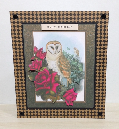 Owl and Roses Two Card Topper and Decoupage by Roseanna Miles