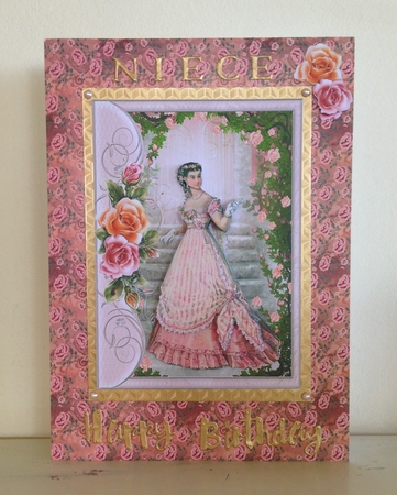 Victorian Lady Peach Delight A5 Card Front & Decoupage by Roseanna Miles