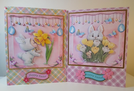 Easter Bunnies Plaid Patterns set 1 A4 Digital Paper Backgrounds by Roseanna Miles