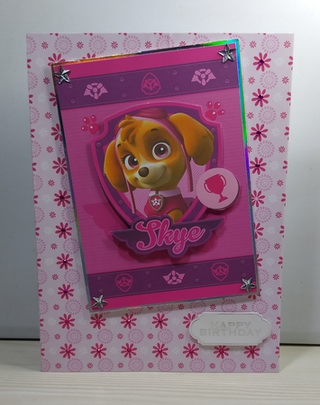 Paw Patrol Skye Birthday A5 Decoupage by Roseanna Miles