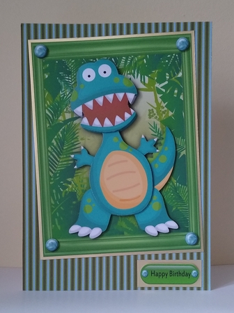 Happy Blue Dinosaur by Roseanna Miles