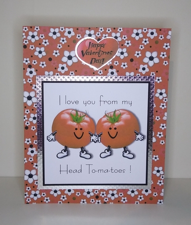 Funny food themed valentine card topper tomatoes for 6 x 6 card by Roseanna Miles