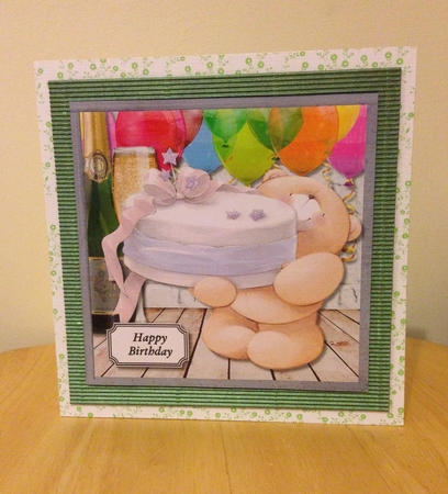 Forever friends bear with birthday cake by Roseanna Miles