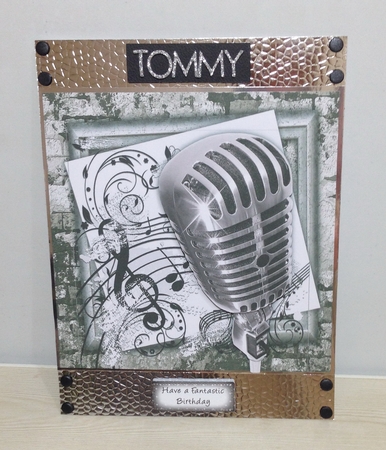 Silver Microphone With Music Notes 8x8 by Roseanna Miles