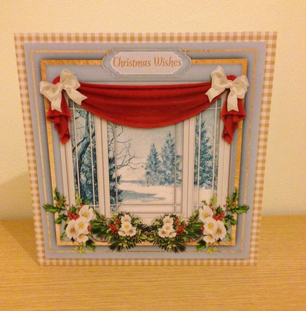 Christmas Beyond  the Garden  Window ( Blue) by Roseanna Miles