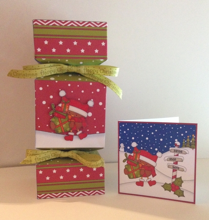 3D Large Christmas Cracker Box -  Bobbin Robin has Xmas Presents by Roseanna Miles