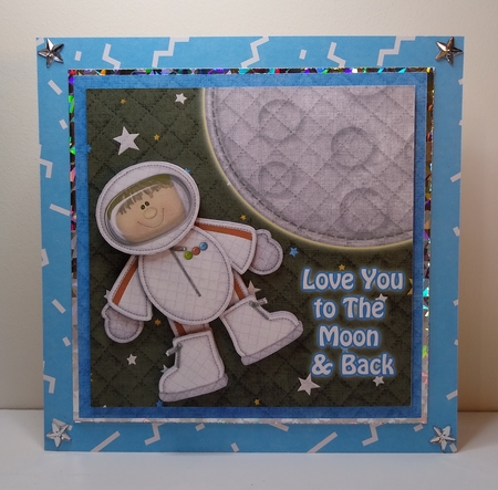 Love You To The Moon and Back  7 x 7 Inch Card Front with Decoupage by Roseanna Miles