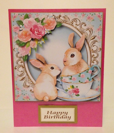 Bunnies In Teacups 8x8 by Roseanna Miles
