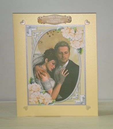 Caucasian Bride & Groom And Roses Card Front by Roseanna Miles