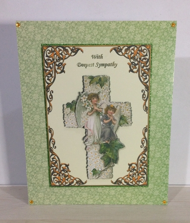 Vintage Cross And Angels Card Front by Roseanna Miles