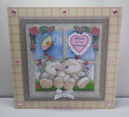 300dpi, 6x6ins Topper & Decoupage- 2 bears -  Anniversary by Roseanna Miles