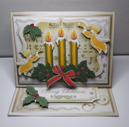 Cream Christmas Candle Easel Card Kit-4 by Roseanna Miles