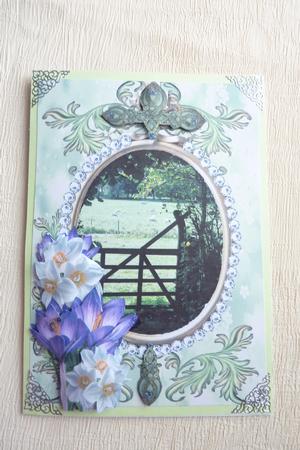 Spring Flowers & Lambs in the Field Decoupage Card by Rosina Walker