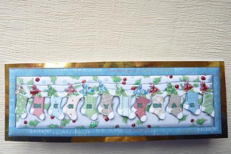 Christmas Stockings Large Dl Card by Rosina Walker