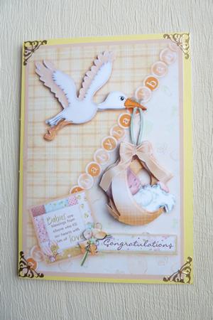 New Baby Boy or Girl & Stork Decoupage by Rosina Walker