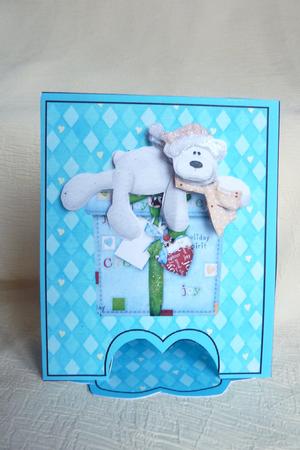 Beary Nice Present Foldback Drop Flap Card by Rosina Walker