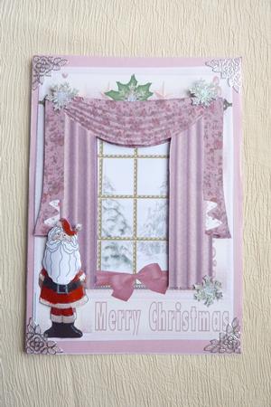 Leave in or Cut Out Window Through the Drapes Santa All Gli by Rosina Walker