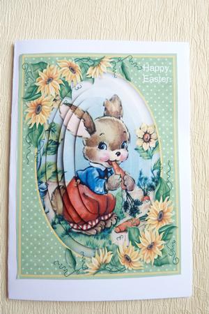 Bunny in the Garden - Pyramid Card by Rosina Walker