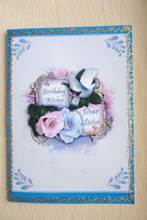 Pink & Blue Flowers & Dove - Sister by Rosina Walker