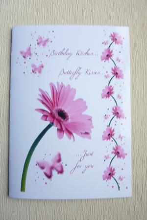 Pink Gerbera & Butterfly Wishes Quick Card by Rosina Walker