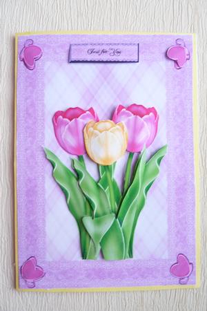 Three Framed Tulips Card Front by Rosina Walker